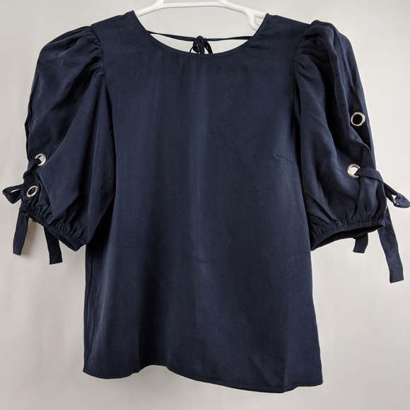 J.O.A. Women's Crew Neck Short Top w/ Tie Details - Picture 2 of 5